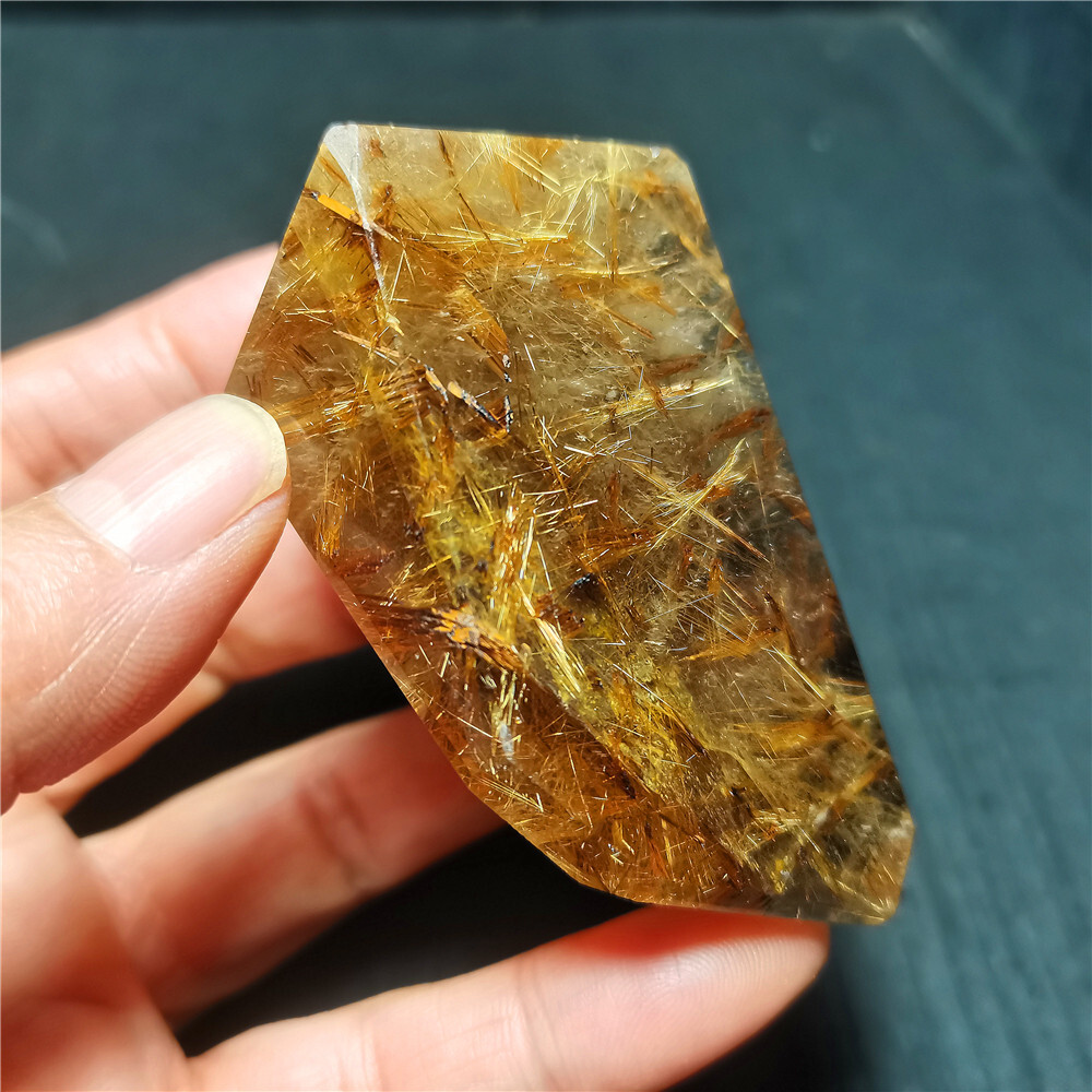 Rare Clear Golden Rutilated Inclusions Stone Gold Needles Stone specimen CY30