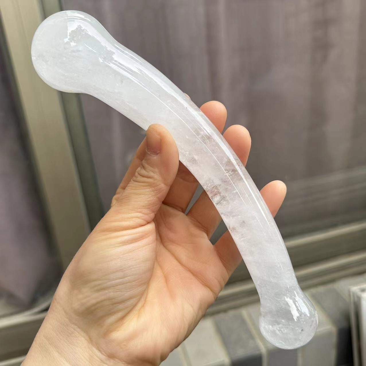 1PC Natural White Quartz Crystal Massage Penis Wand Gemstone Yoni Healing