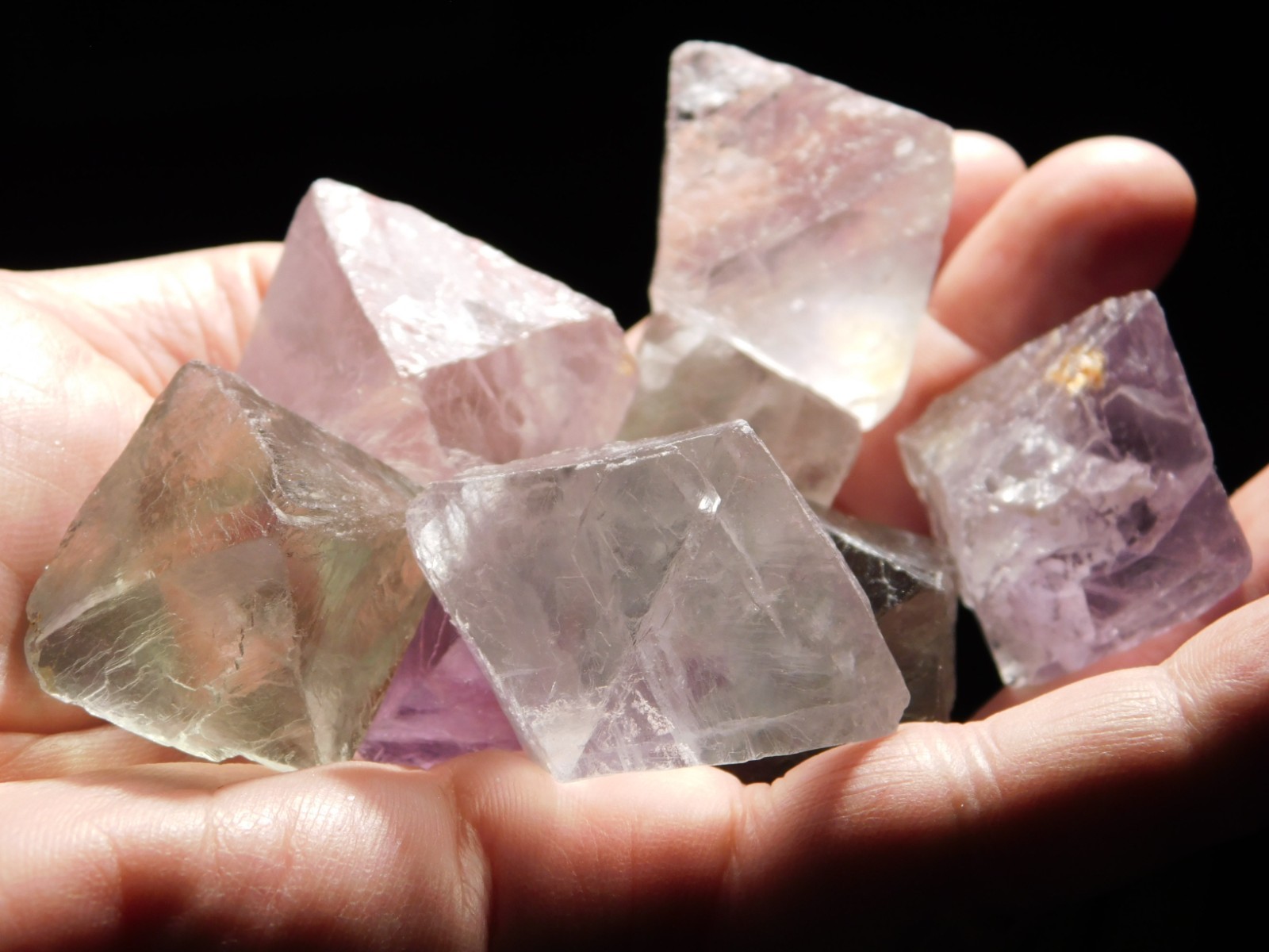 Big Lot of EIGHT! Translucent Octahedron FLUORITE Crystals From China 344gr