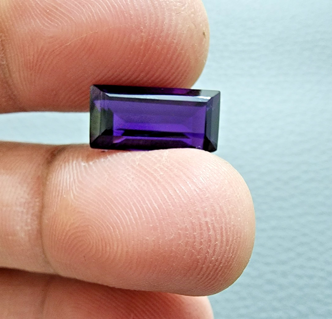 Rare Deep Purple Amethyst 6.30 Ct Rectangle Cut Natural Gemstone AAA Look