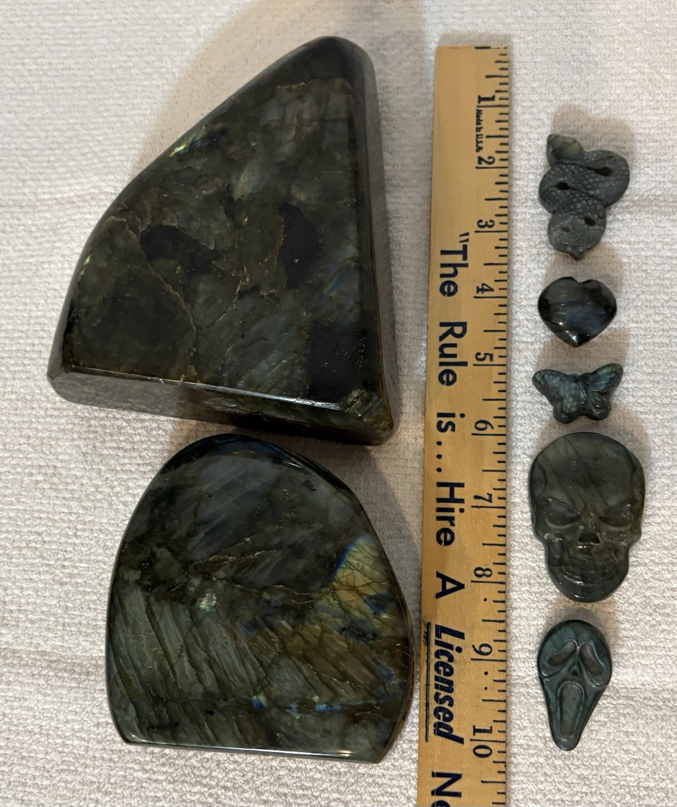 Lot Of 7 Labradorite Crystal Gemstones Reikee 700g 1400g Freeforms Snake Skull