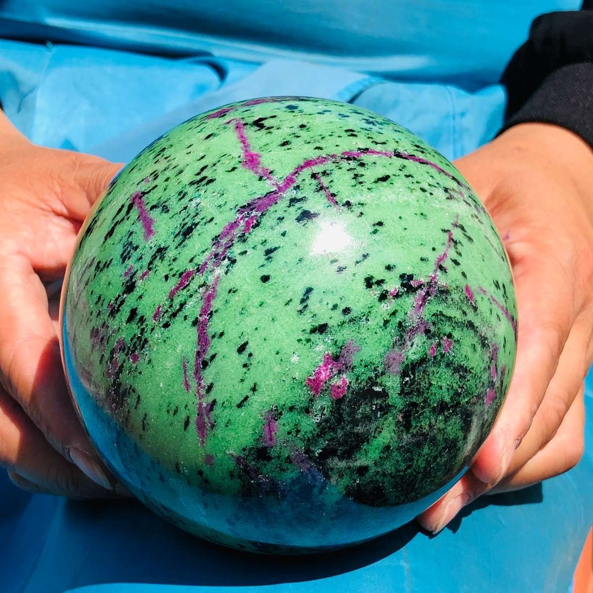 4.99LB Rare Natural Red and Green Treasure Ball Quartz Crystal Aura Healing 5149
