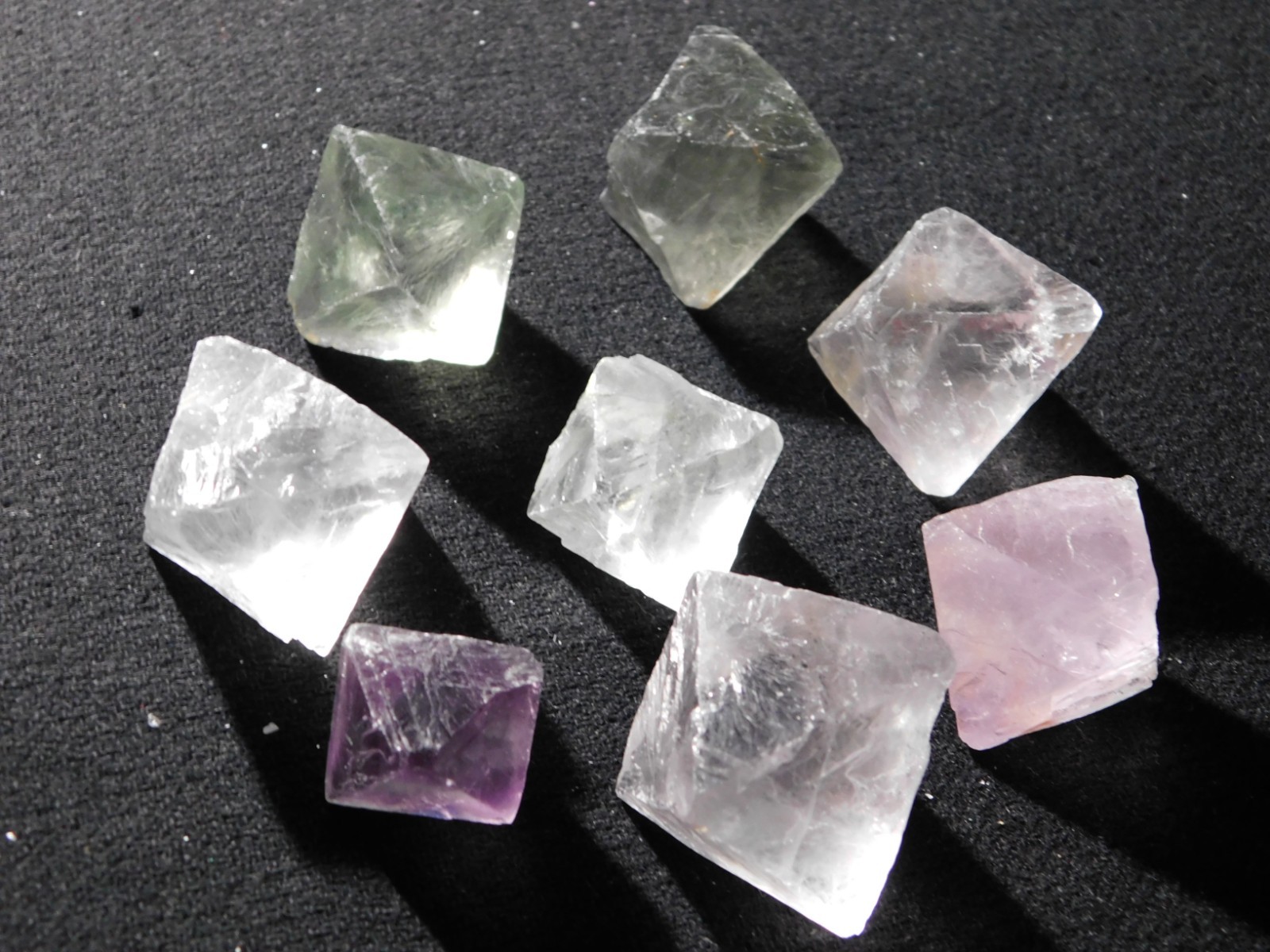 Big Lot of EIGHT! Translucent Octahedron FLUORITE Crystals From China 344gr