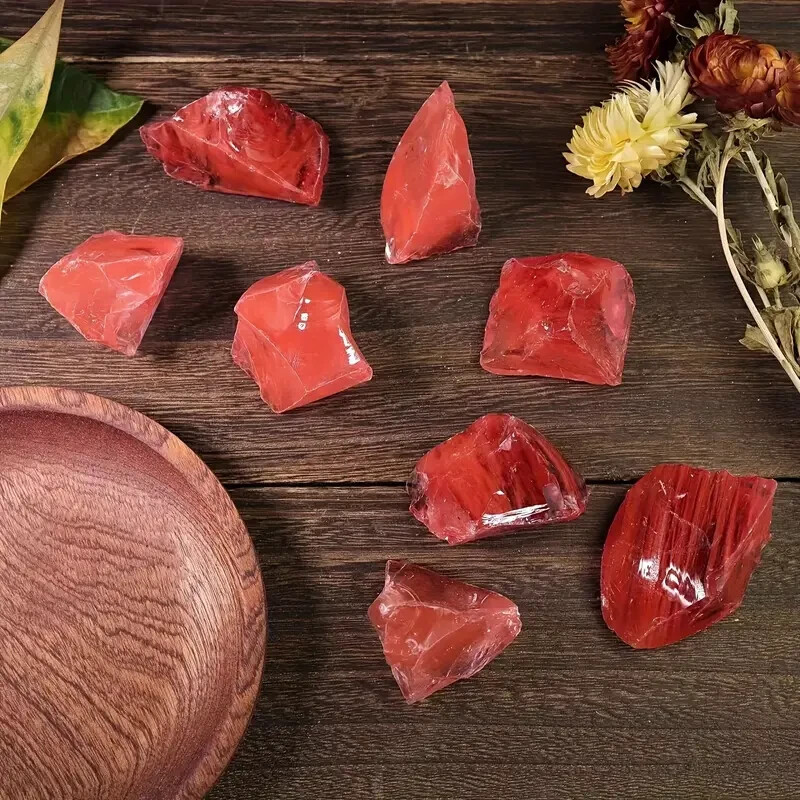 3Pcs Raw Large Cherry Quartz Rough Crystal Reiki Mineral Rocks Chunks Specimens