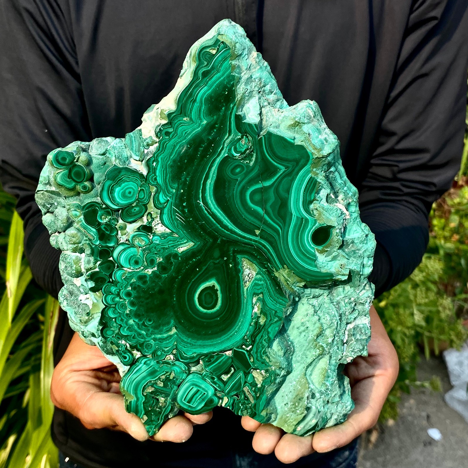 2.6LB Natural malachite slice quartz crystal luster mineral specimen