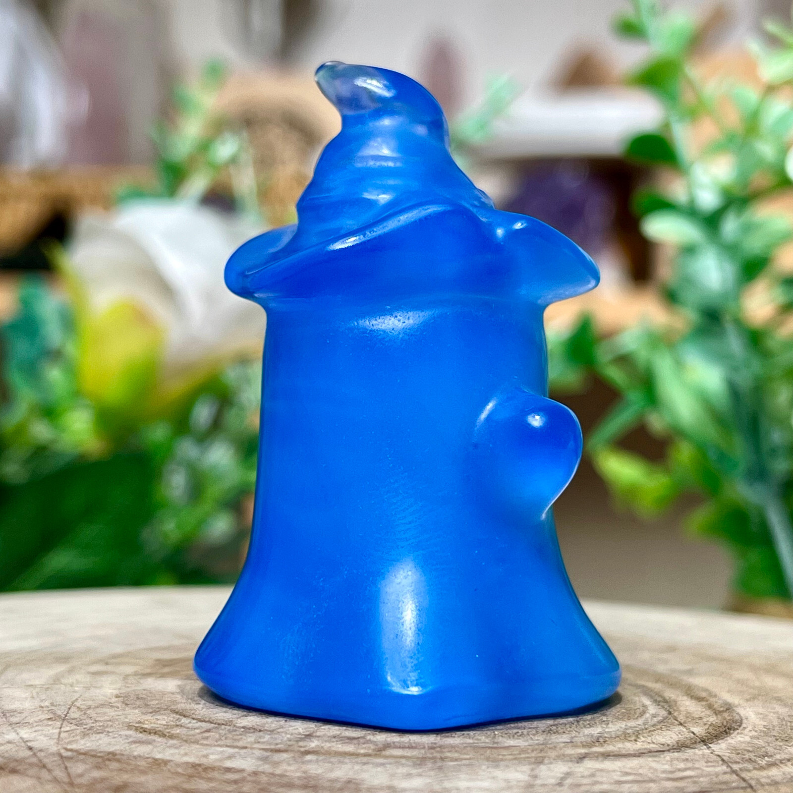 67G Natural blue protein Quartz Hand Carved ghost Crystal Reiki Gem Dec
