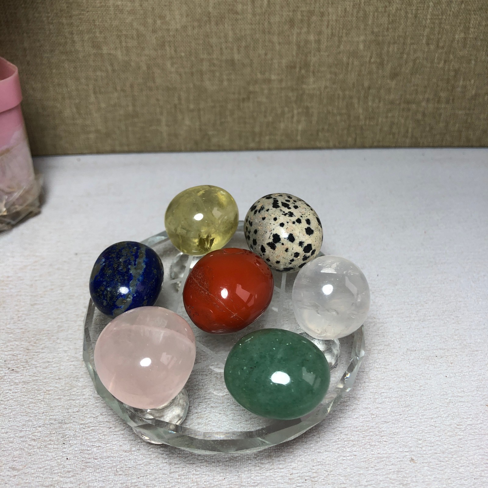 Natural seven different types of crystals Seven Star Array Specimen Base A3018