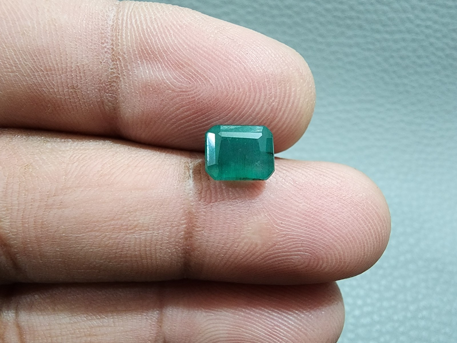 2.25 Crt Natural Green Zambian Emerald Faceted Emerald Cut Shape Loose Gemstone