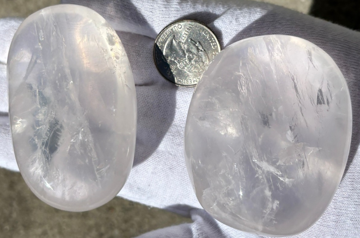 USA SALE 286g LOT 2 LARGE-R GIRASOL QUARTZ PALMSTONES PALM STONES PALM STONE
