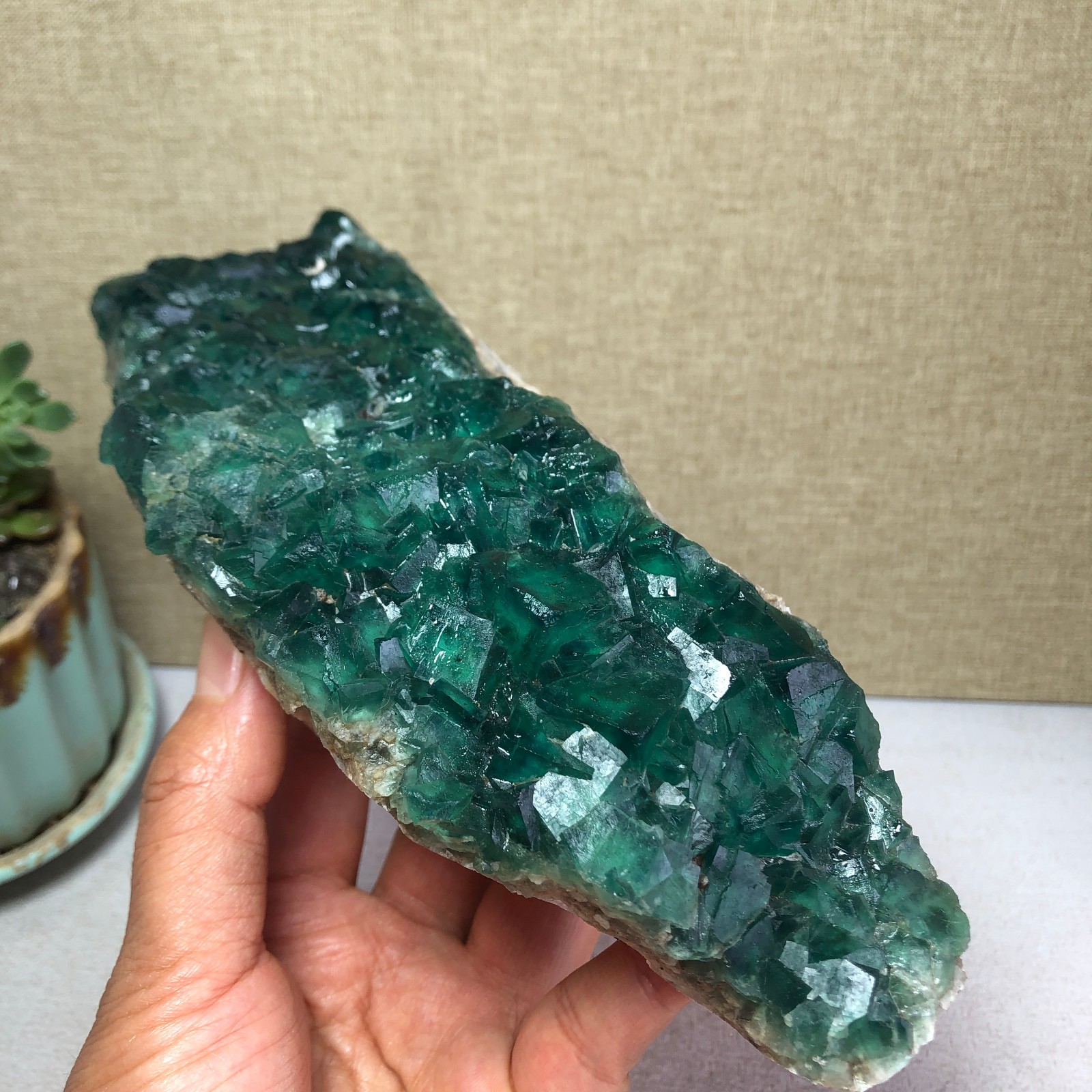 1.12kg NATURAL Green Cubic FLUORITE Crystal Cluster Mineral Specimen A4717