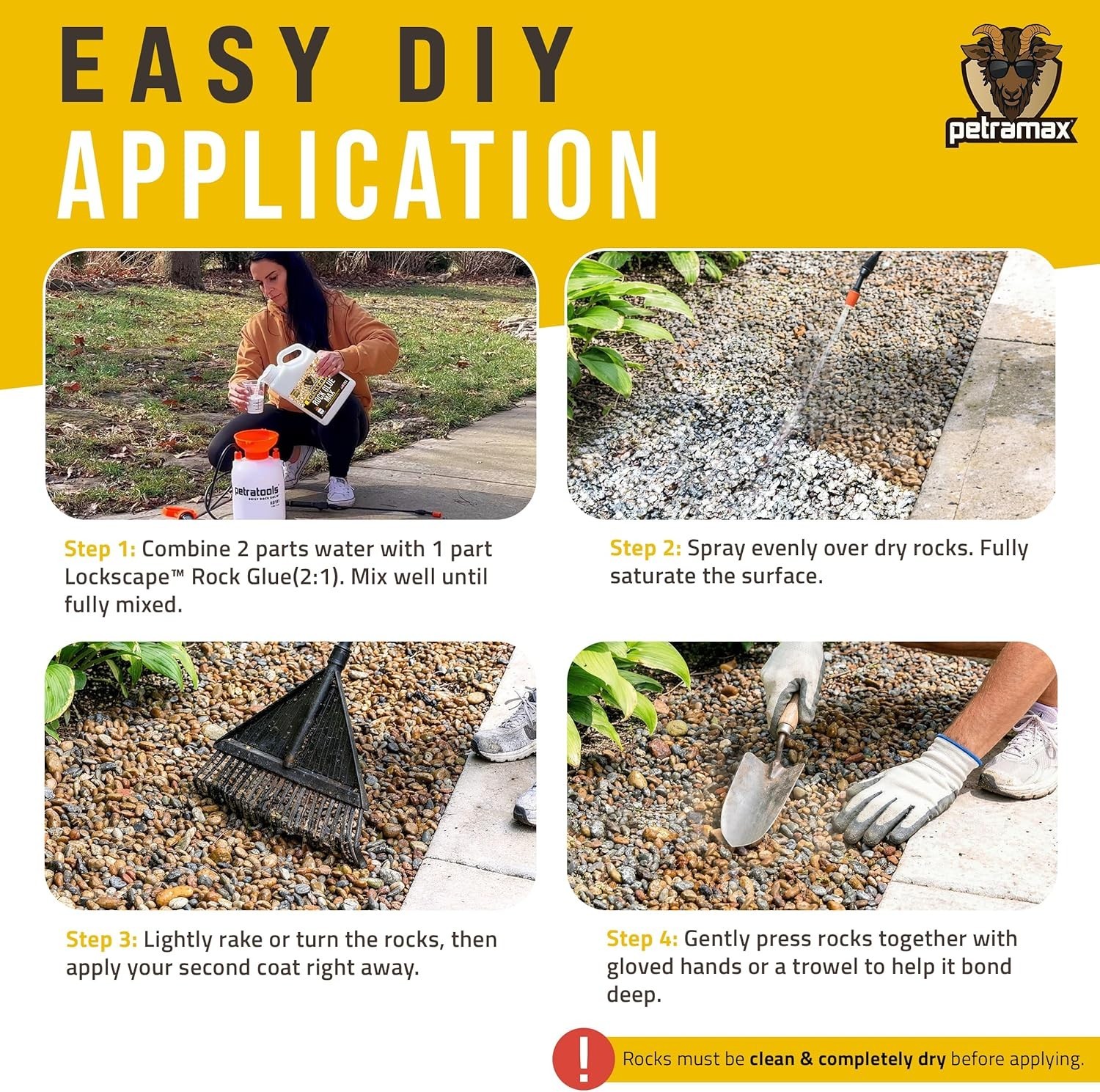 Max Rock Glue 32oz – Pet Safe, Fast Drying Landscape Adhesive for Gravel & Rocks