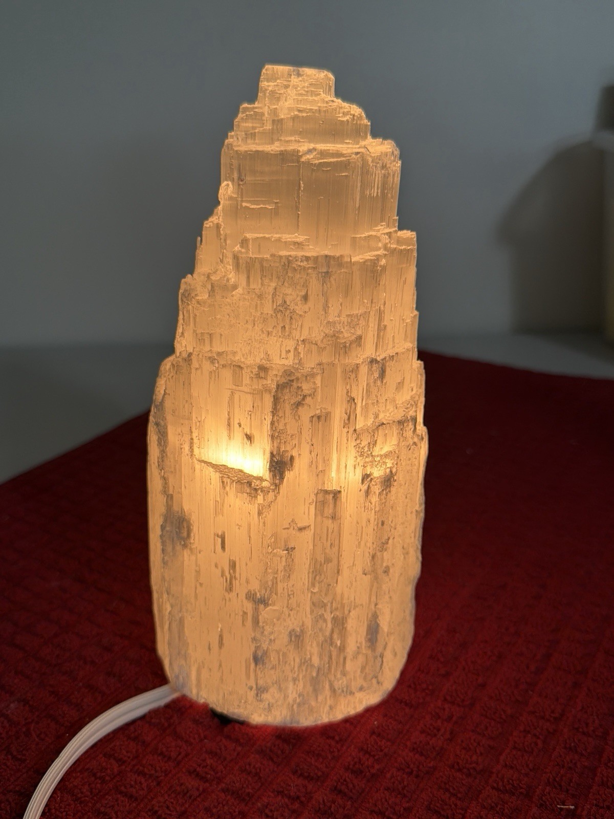 Selenite Crystal Tower Lamp Tower Skyscraper Healing Light 8.5” Tall