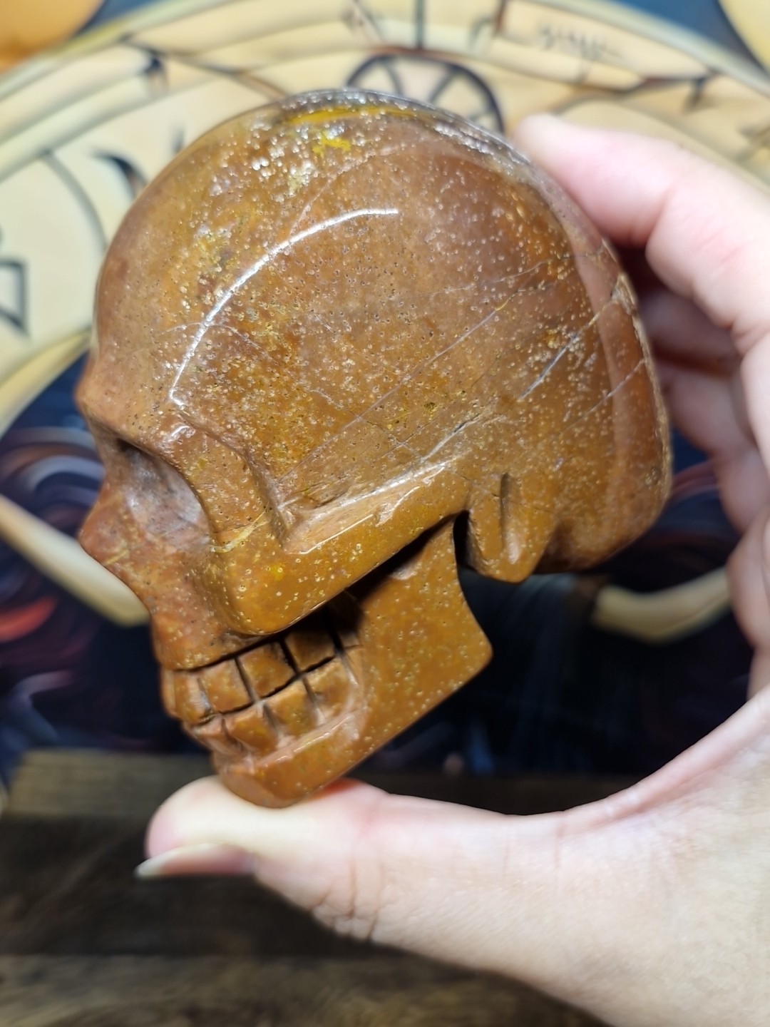 Beautiful Ocean Jasper Crystal Human Skull Carving 85x70mm 488g