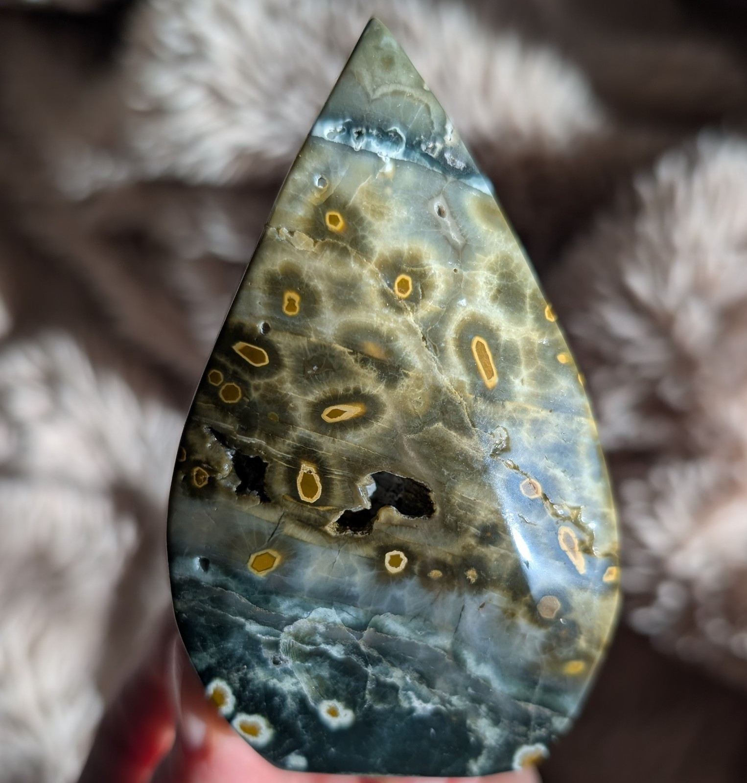 Ocean Jasper Freeform Ornament Crystal Teardrop OJ Gemstone Chakra
