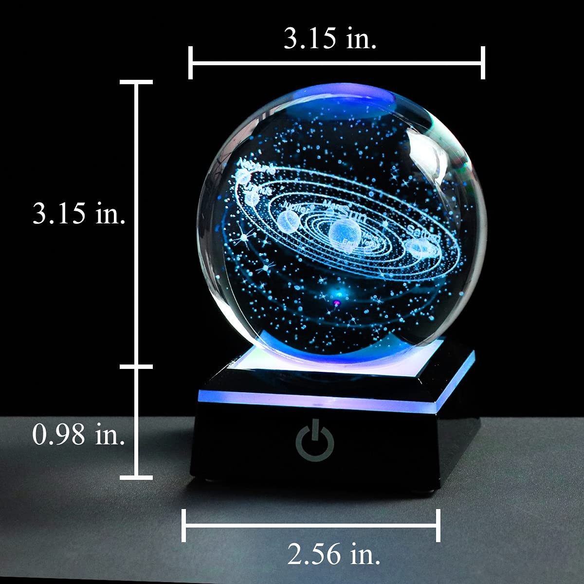 3d Solar System Model 3.15×3.15×3.15inches, 3D solar system with black base