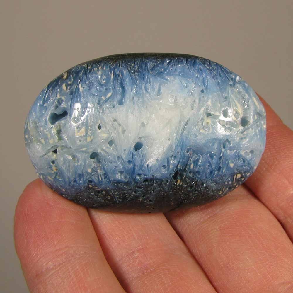 2″ Blue Ice GLACIERITE Polished Palm Stone – Indonesia