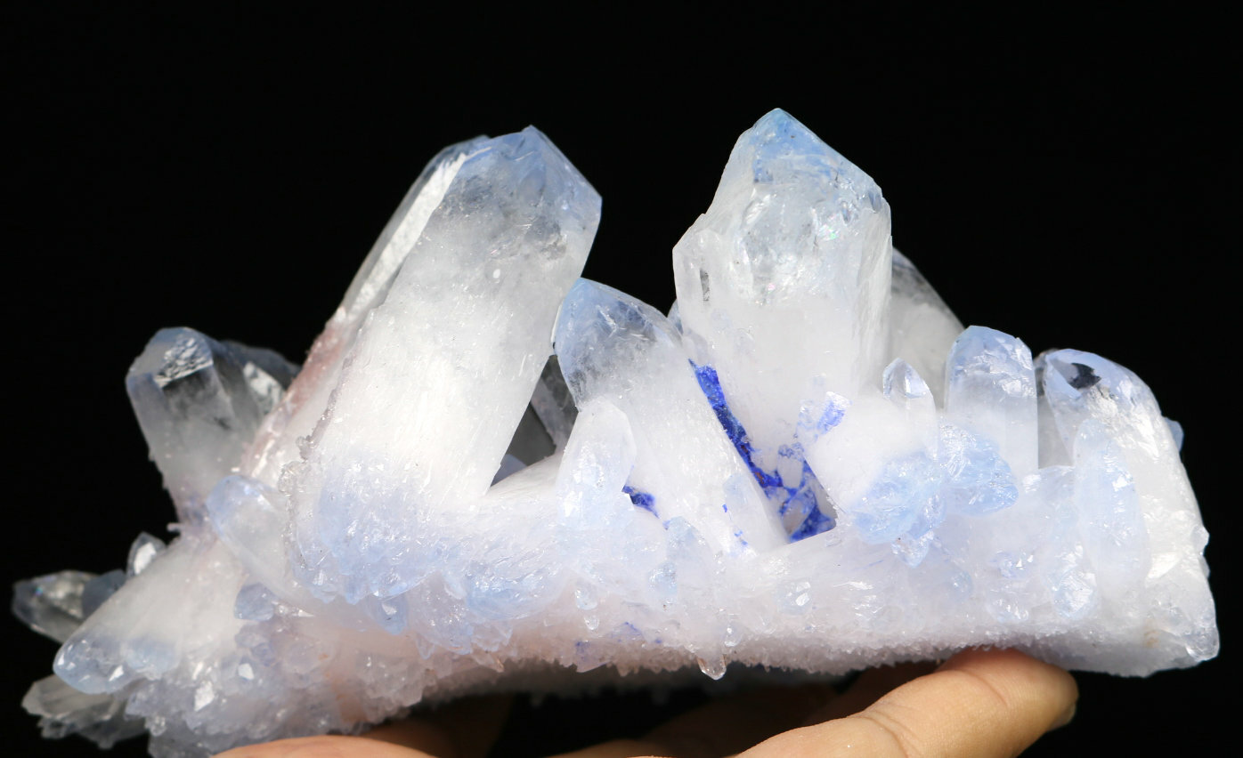 1.69lb Rare Beatiful Blue Tibetan Ghost phantom Quartz Crystal Cluster Specimen