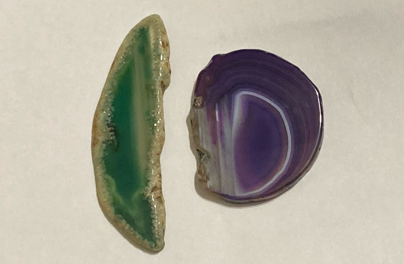 Set Of 2 Natural Quartz Agate Crystal Geode Druzy Cut Slice Gemstones 29G & 20G