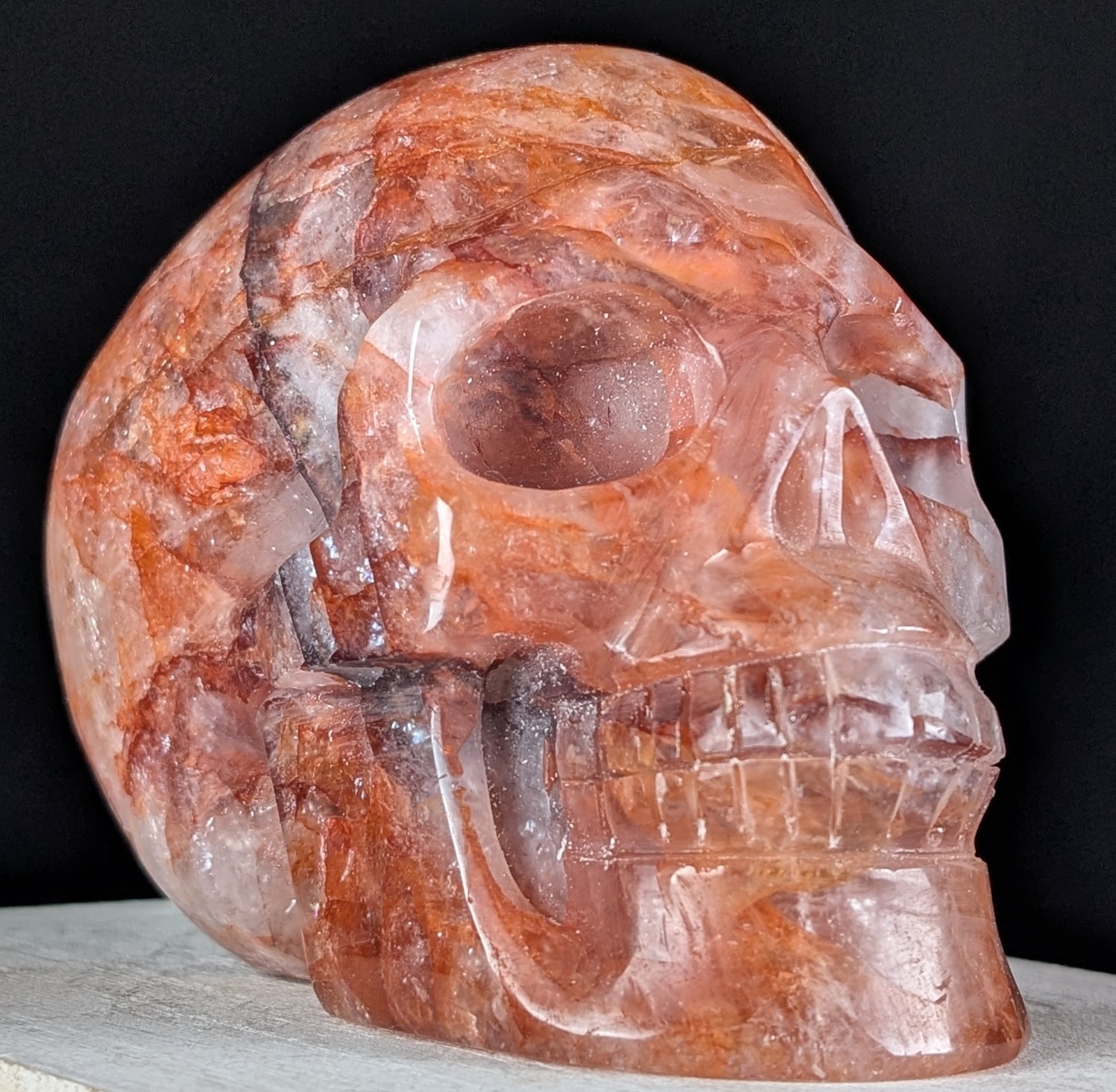 Red Fire Quartz Skull Carving Crystal Gemstone Large Big Chakra Reiki