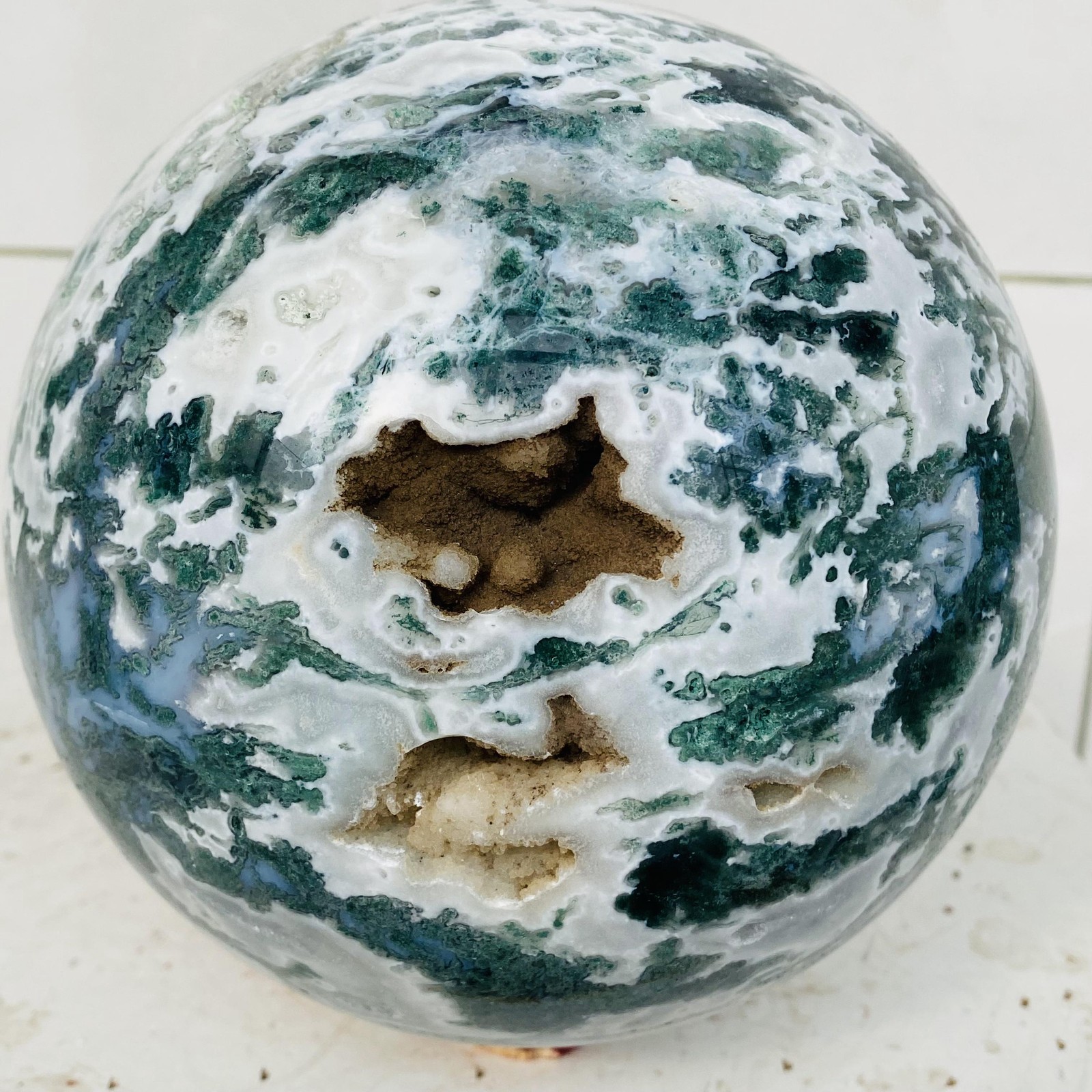 Natural water grass agate sphere crystal ball quartz energy 4820g
