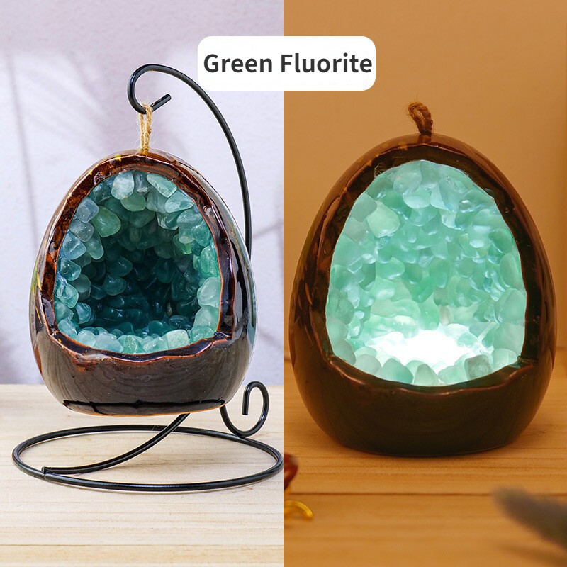 Natural Colorful Crystal Dinosaur Egg Nightlight Decoration Lamp USB Lighting