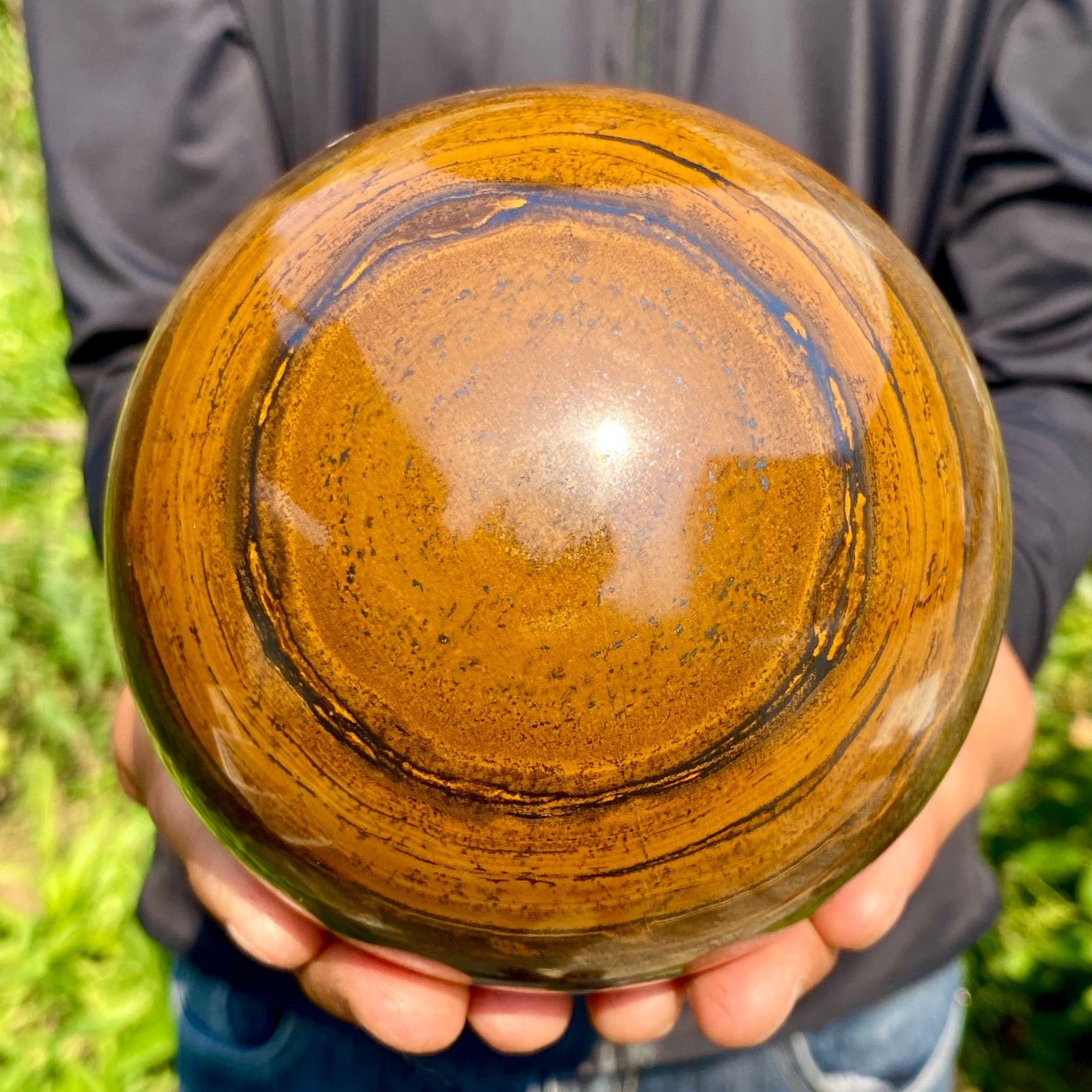 5.37LB Large Natural Tiger Eye Stone Crystal Ball Quartz Healing Sphere Décor