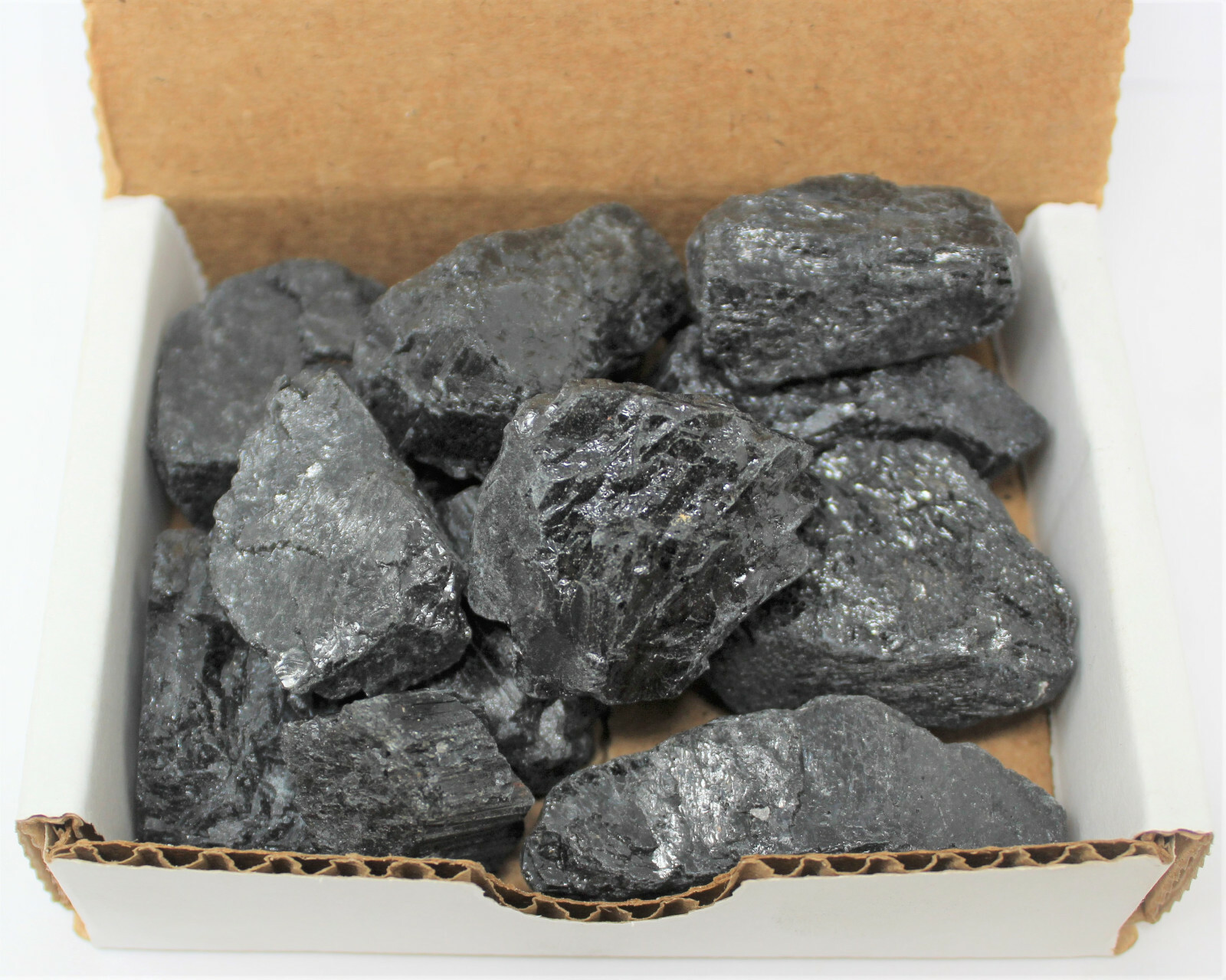 Black Tourmaline Crystals Natural Stones 1/2 lb Bulk Wholesale Collection Box