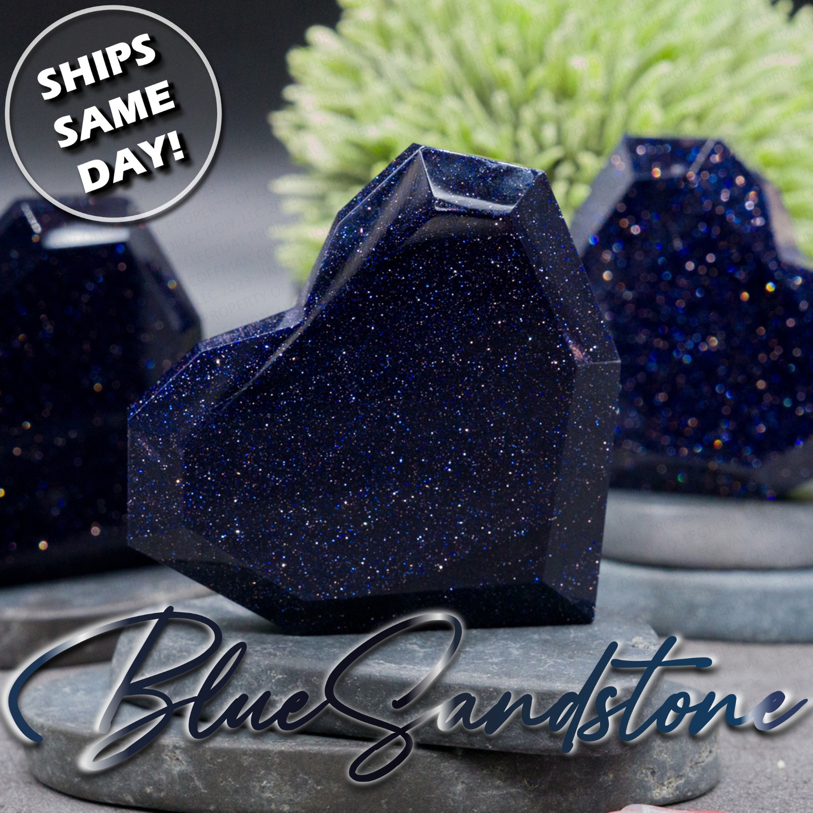 Blue Sandstone Geometric Heart Carving Spiritual Healing Meditation Pocket Stone