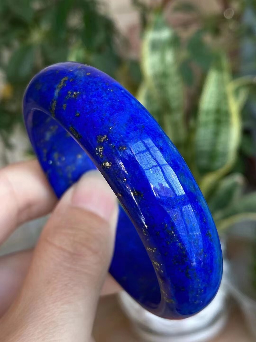 Natural Blue Lapis Lazuli Gemstone Crystal Woman BangleA AAA Inner Diameter 60mm