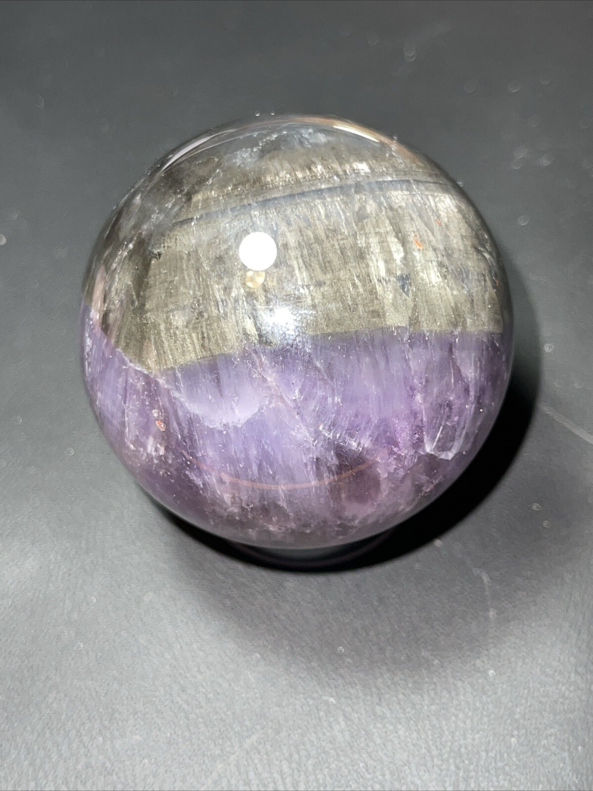 Auralite 23 Crystal Sphere Ball Orb Excellent Flash And a Rainbow 52.2mm 196g