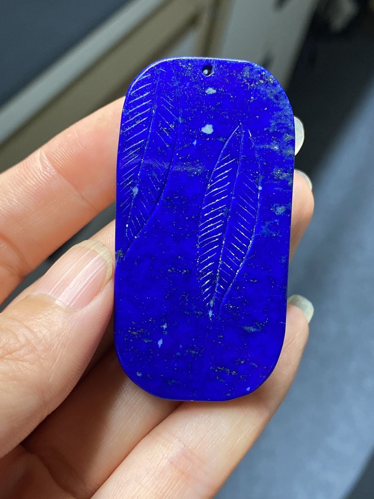 Elegant Royal Blue Ruyi Pendant Phoenix Peony Carving Ethnic Lucky Jewelry Decor