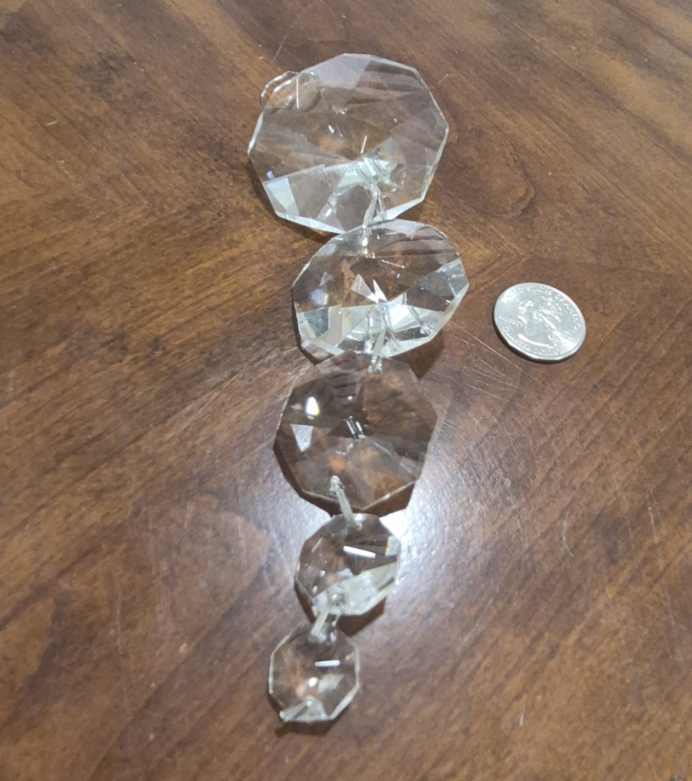 Lot Of Five Crystal Prisms. Octagon Shape