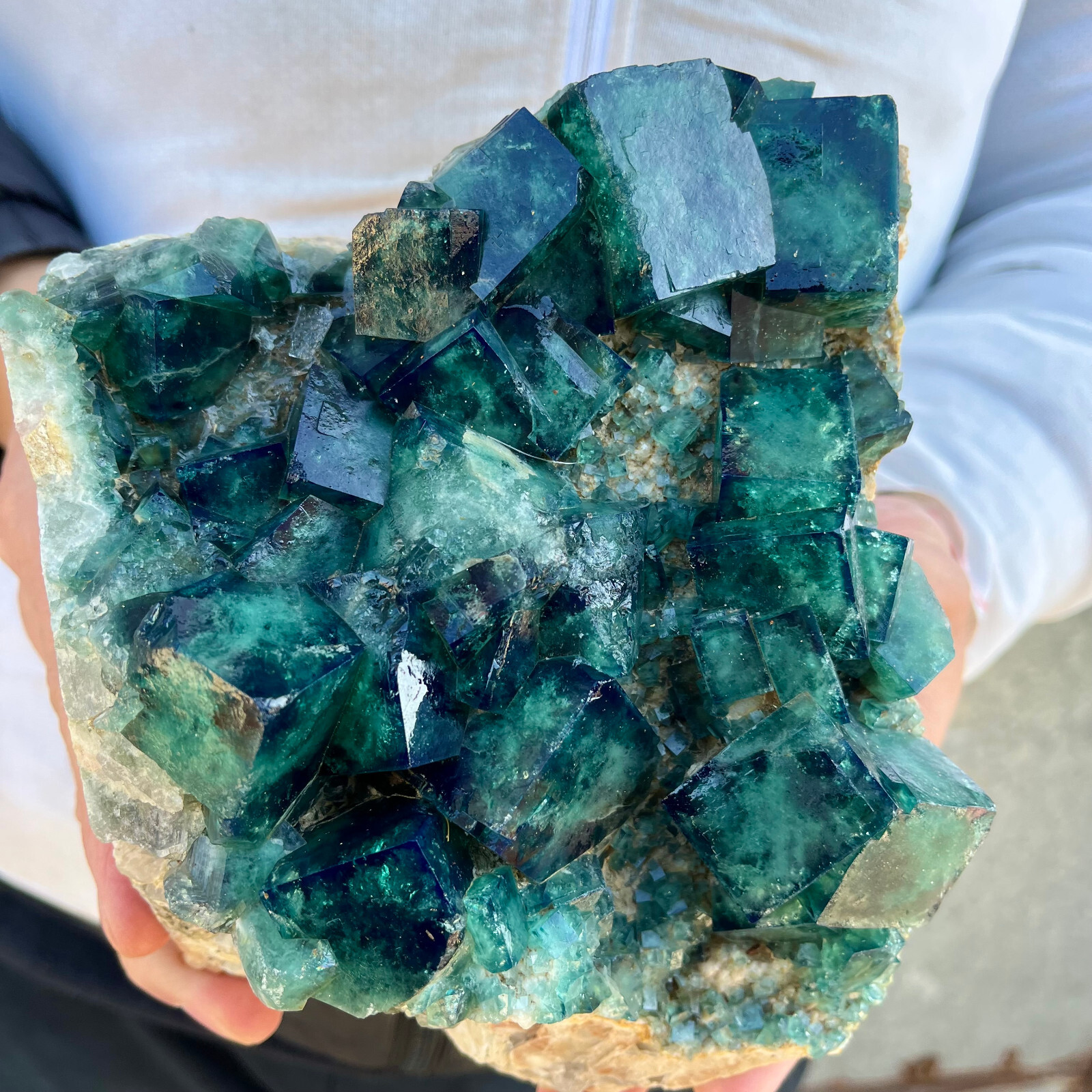 5.7lb NATURAL Green Cube FLUORITE Quartz Crystal Cluster Mineral Specimen