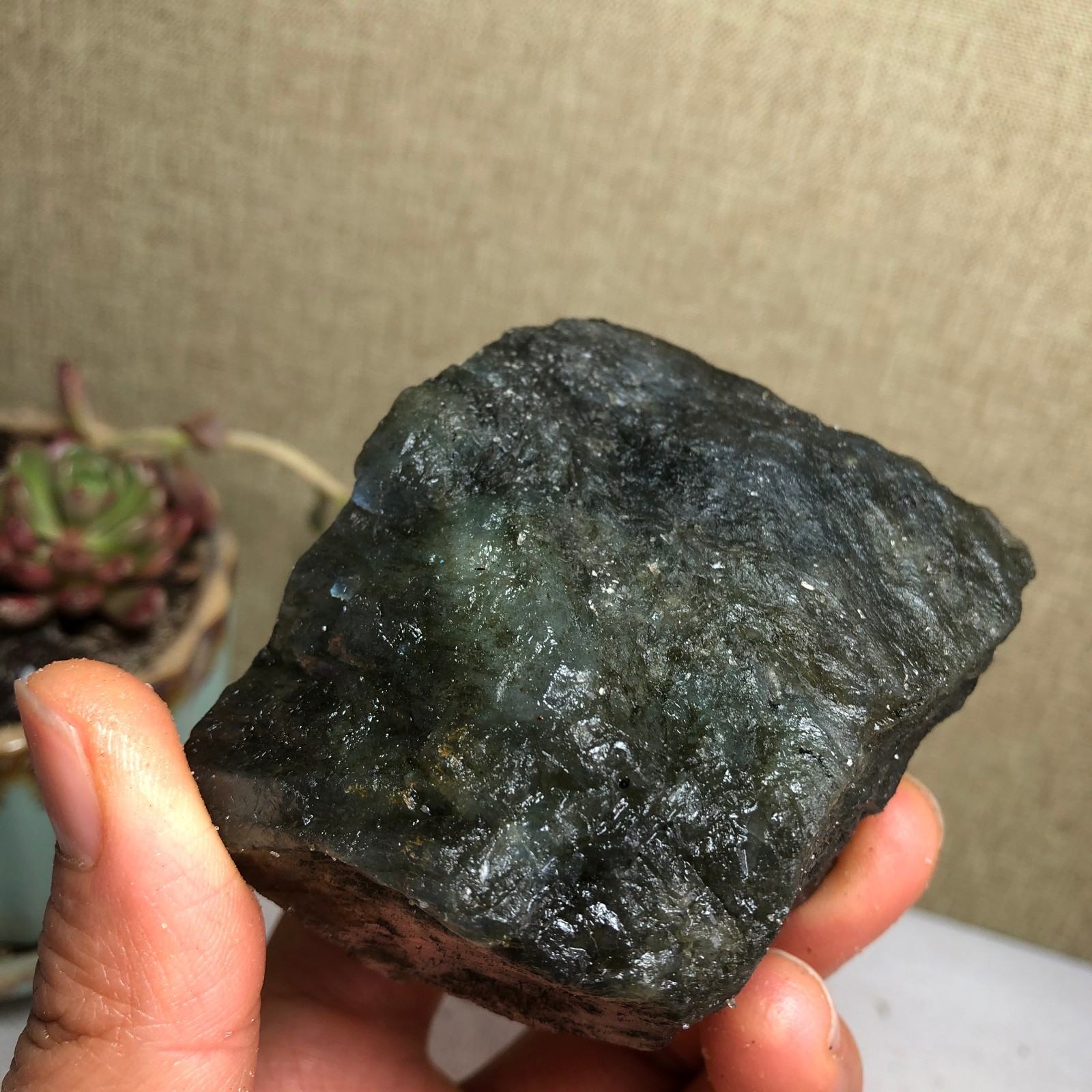 68mm Natural Labradorite Crystal gemstone rough original Specimen 239g A3459