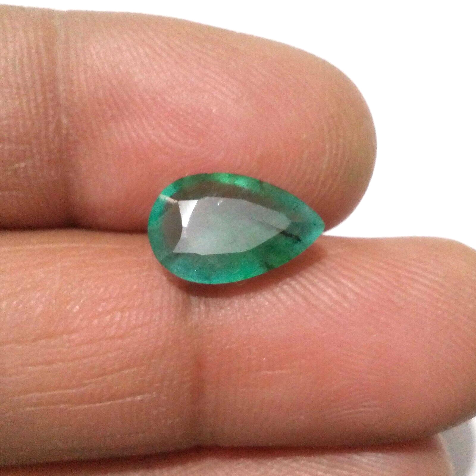 3.40 Crt Top Green Zambian Emerald Pear Shape Faceted Loose Gemstone For Jewelry