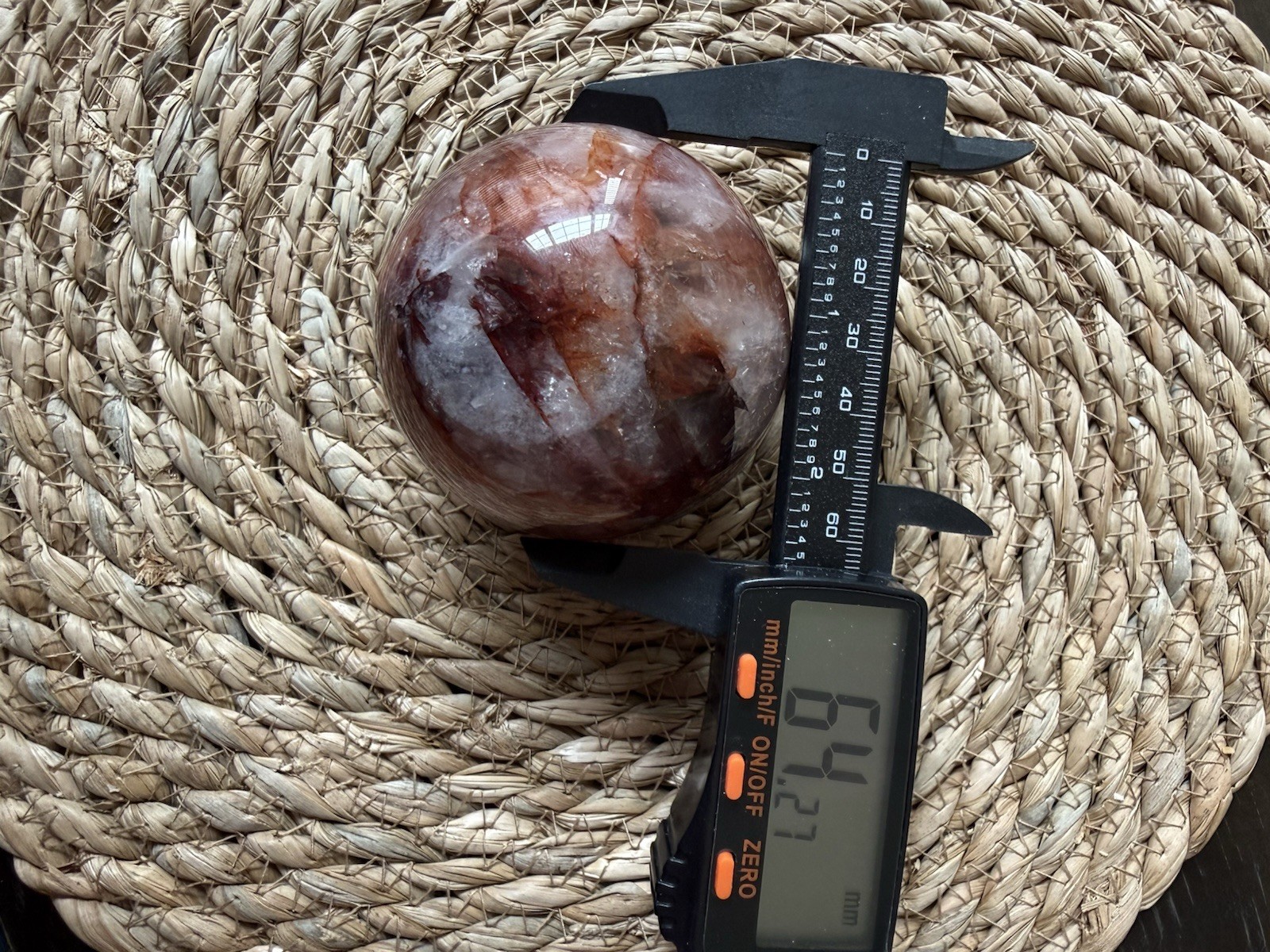 High Quality Red Fire Quartz Crystal Sphere Hematite Ball Full Of Rainbows 64mm