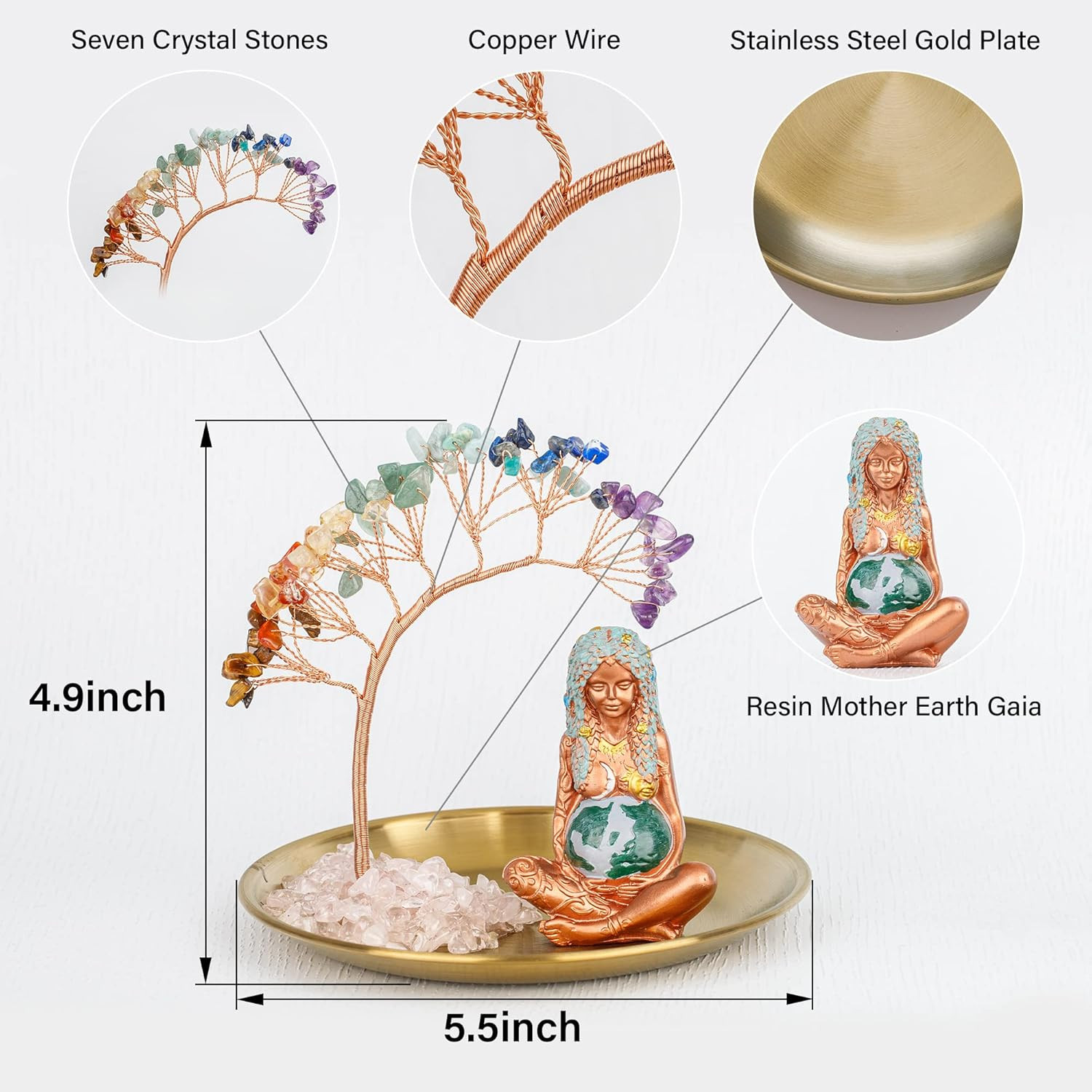 7 Chakra Healing Crystal Tree Ceramic Mother Earth Decor Mother Earth Statues Gi