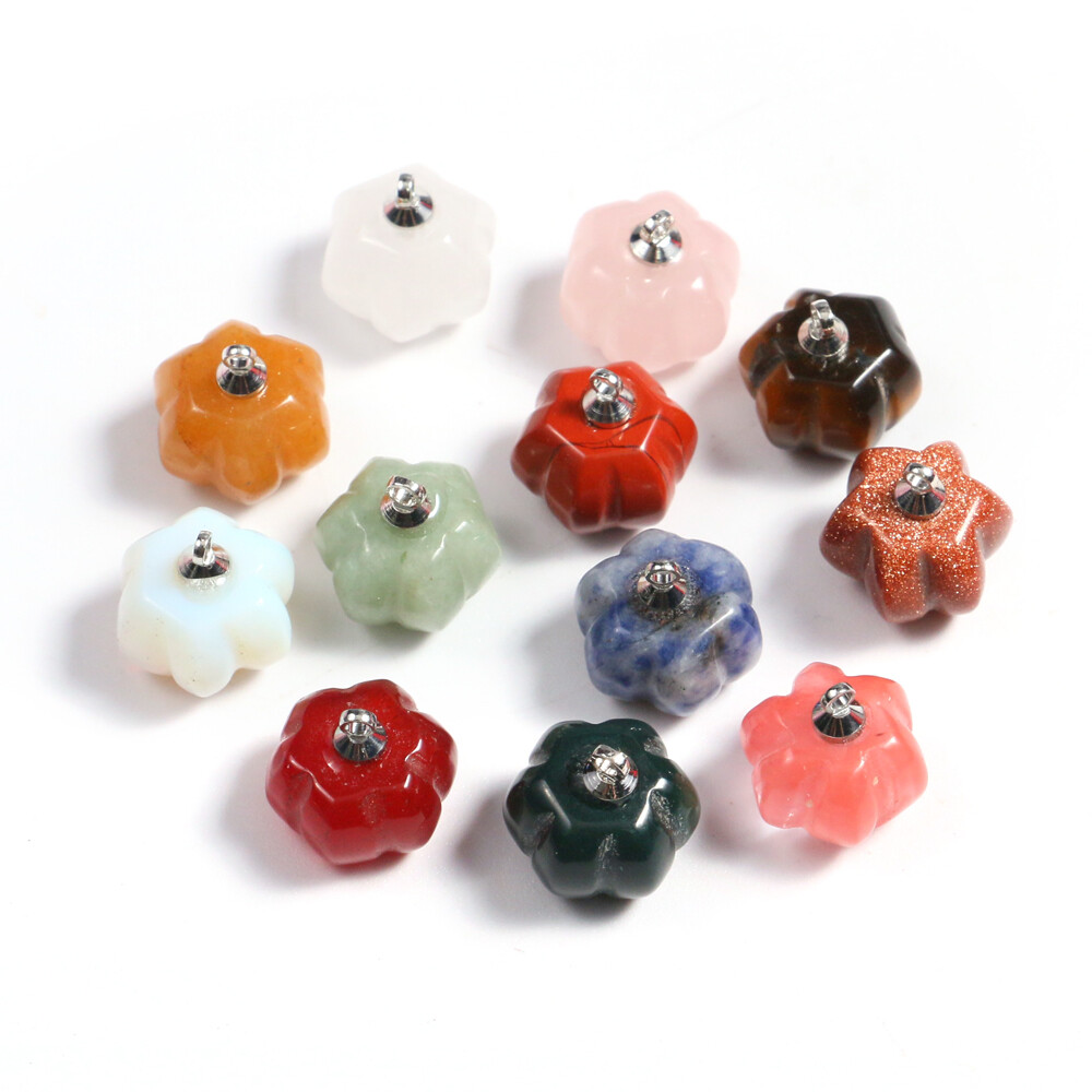 Mini Crystal Pumpkin Pendant Natural Chakra Stone Carving Necklace Reiki Jewelry