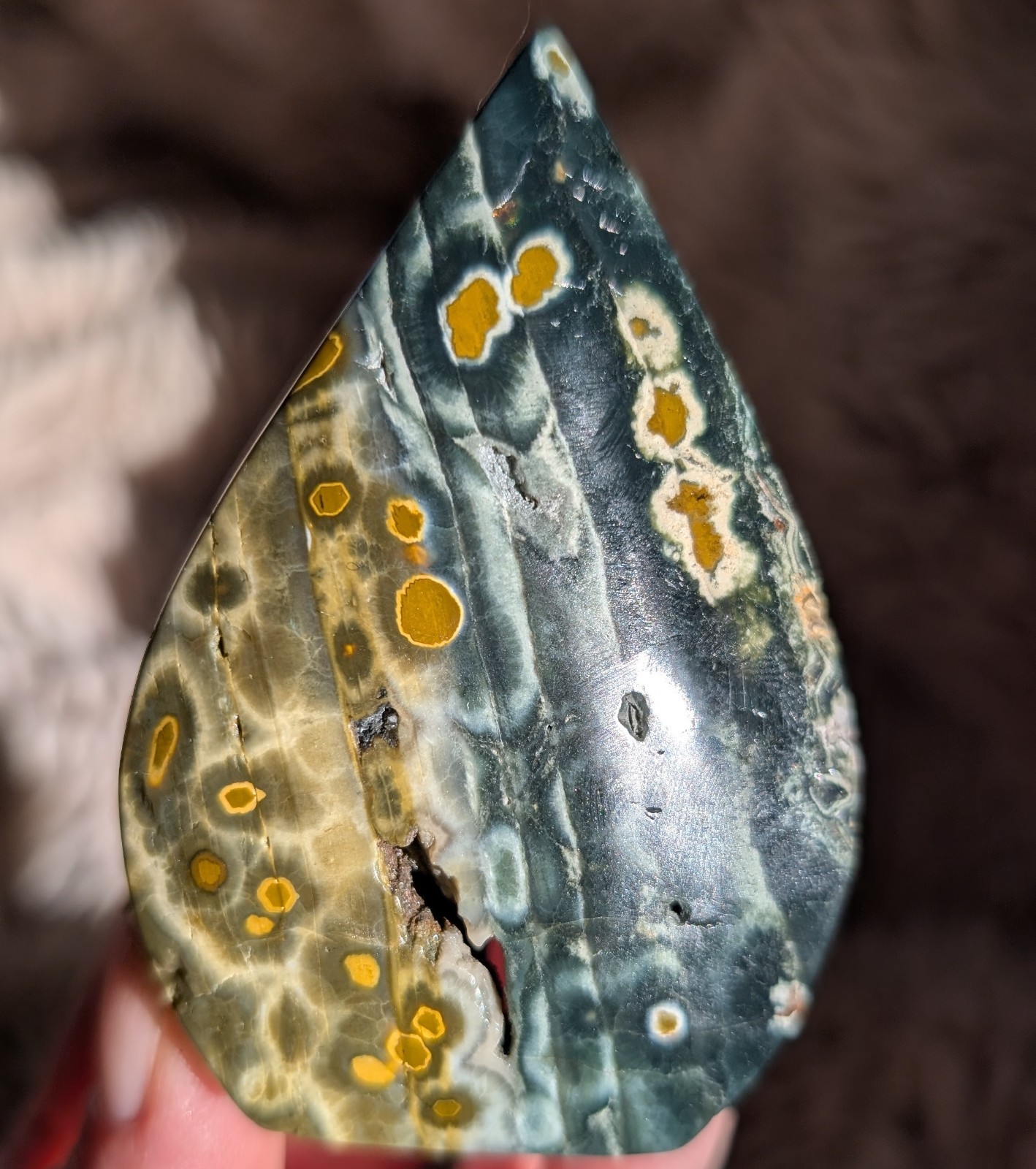 Ocean Jasper Freeform Ornament Crystal Teardrop OJ Gemstone Tower