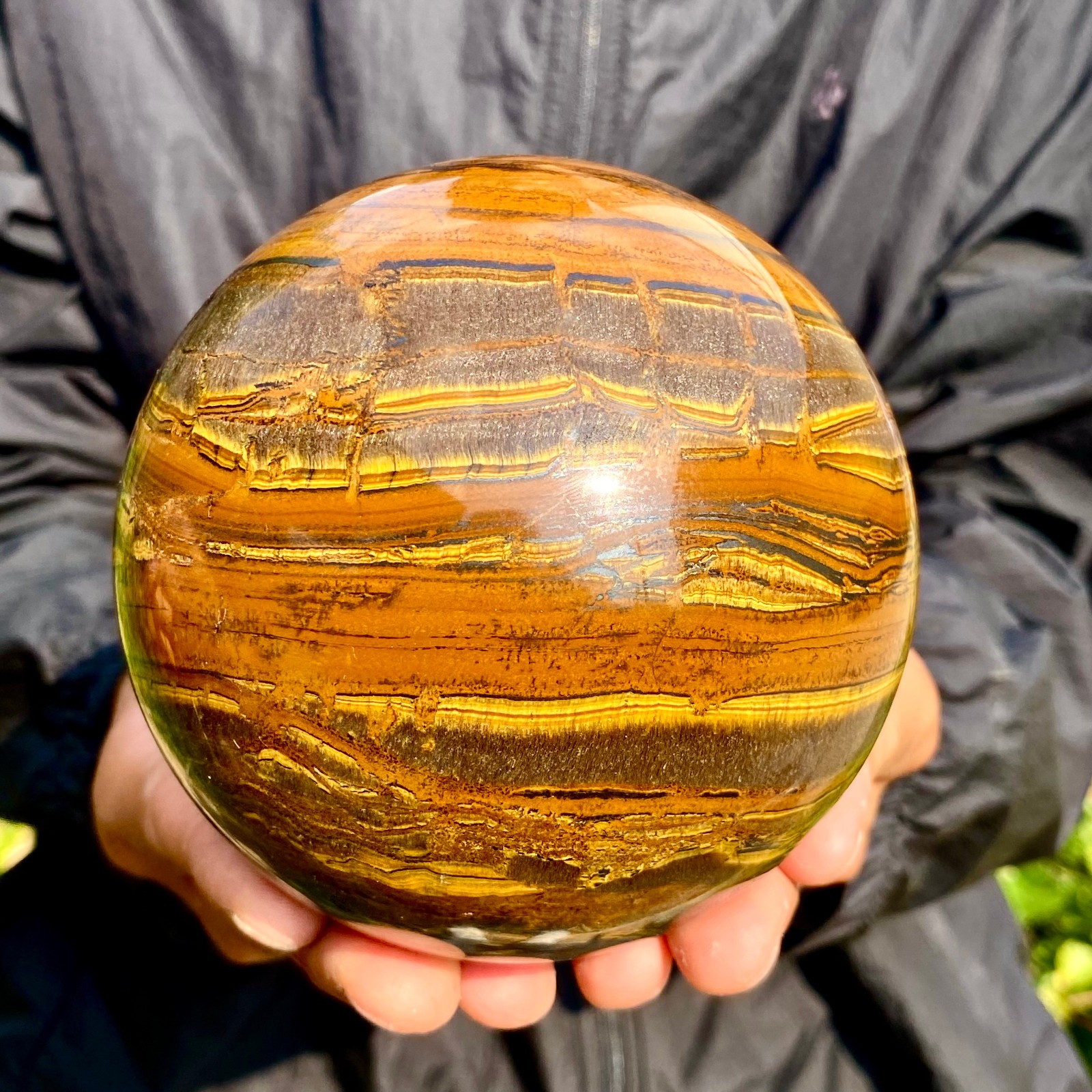 4.03LB Large Natural Tiger Eye Stone Crystal Ball Quartz Healing Sphere Décor
