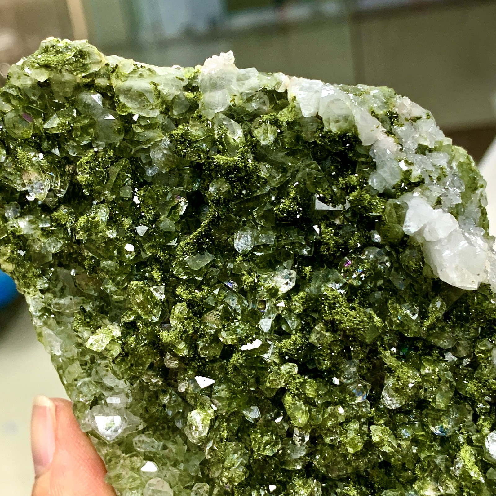 449G Natural green top-notch epidote quartz crystal minerals /Türkiye