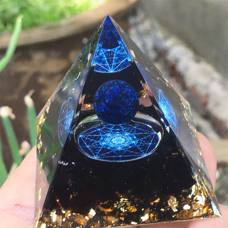 Reiki Energy Healing Large Chakra Orgone Orgonite Obsidian Crystal Pyramid