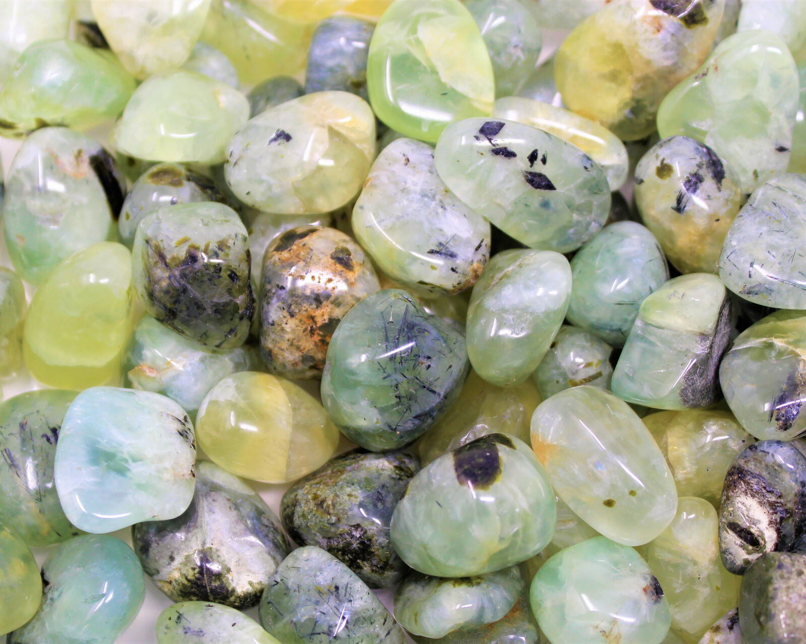 2 Large Prehnite with Epidote Tumble Stone (Crystal Healing Reiki Tumbled)