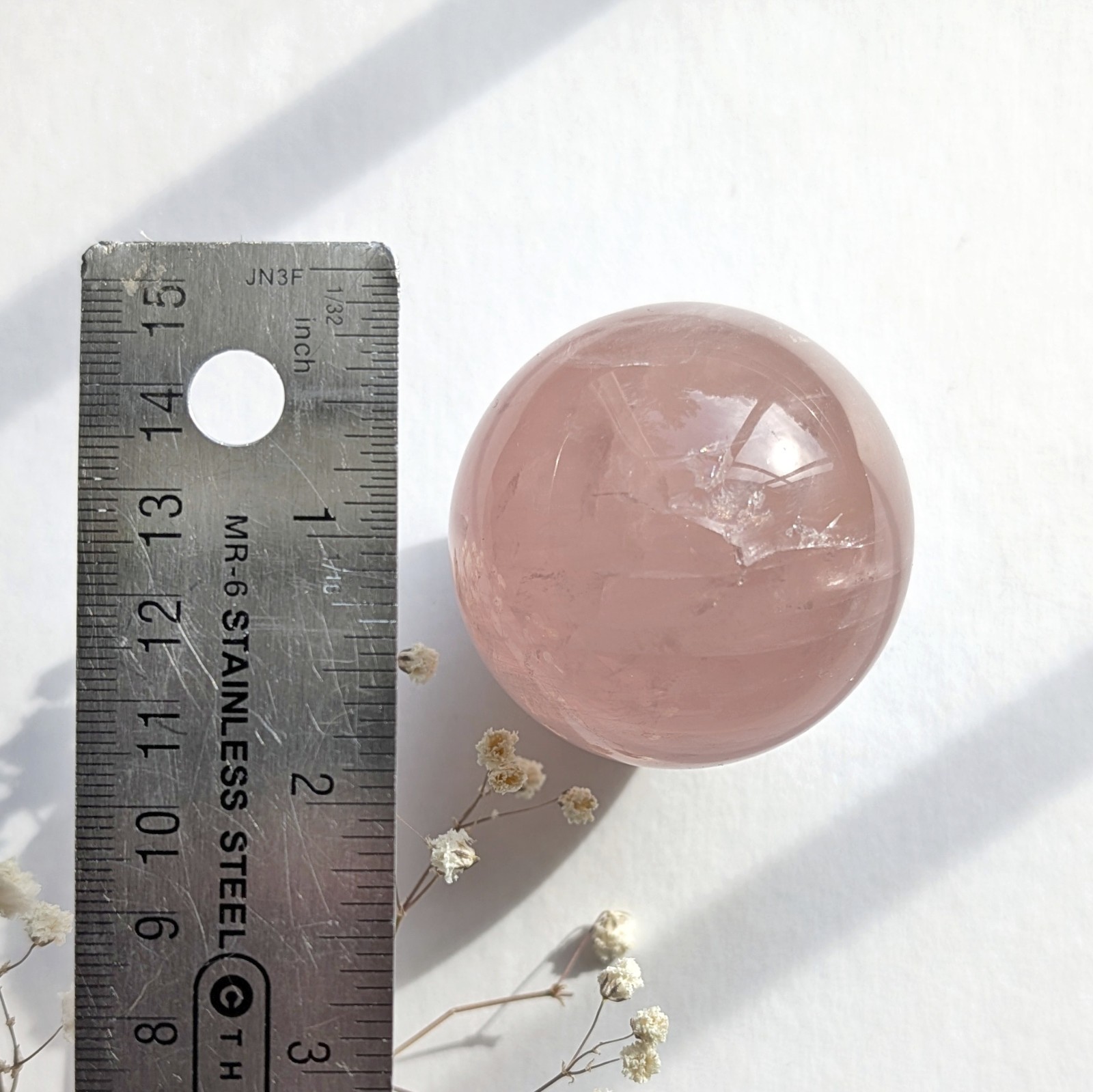 51mm super flashy rose quartz sphere with asterism, star rose quartz crystal