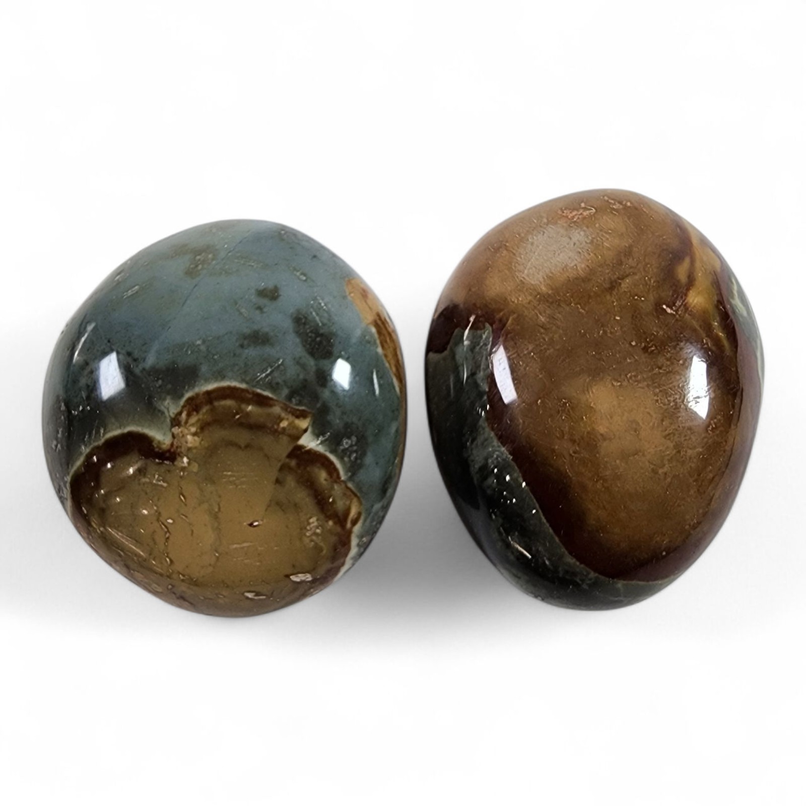 Polychrome Jasper Polished Pebbles Madagascar 98.3 grams. 2 Piece Lot