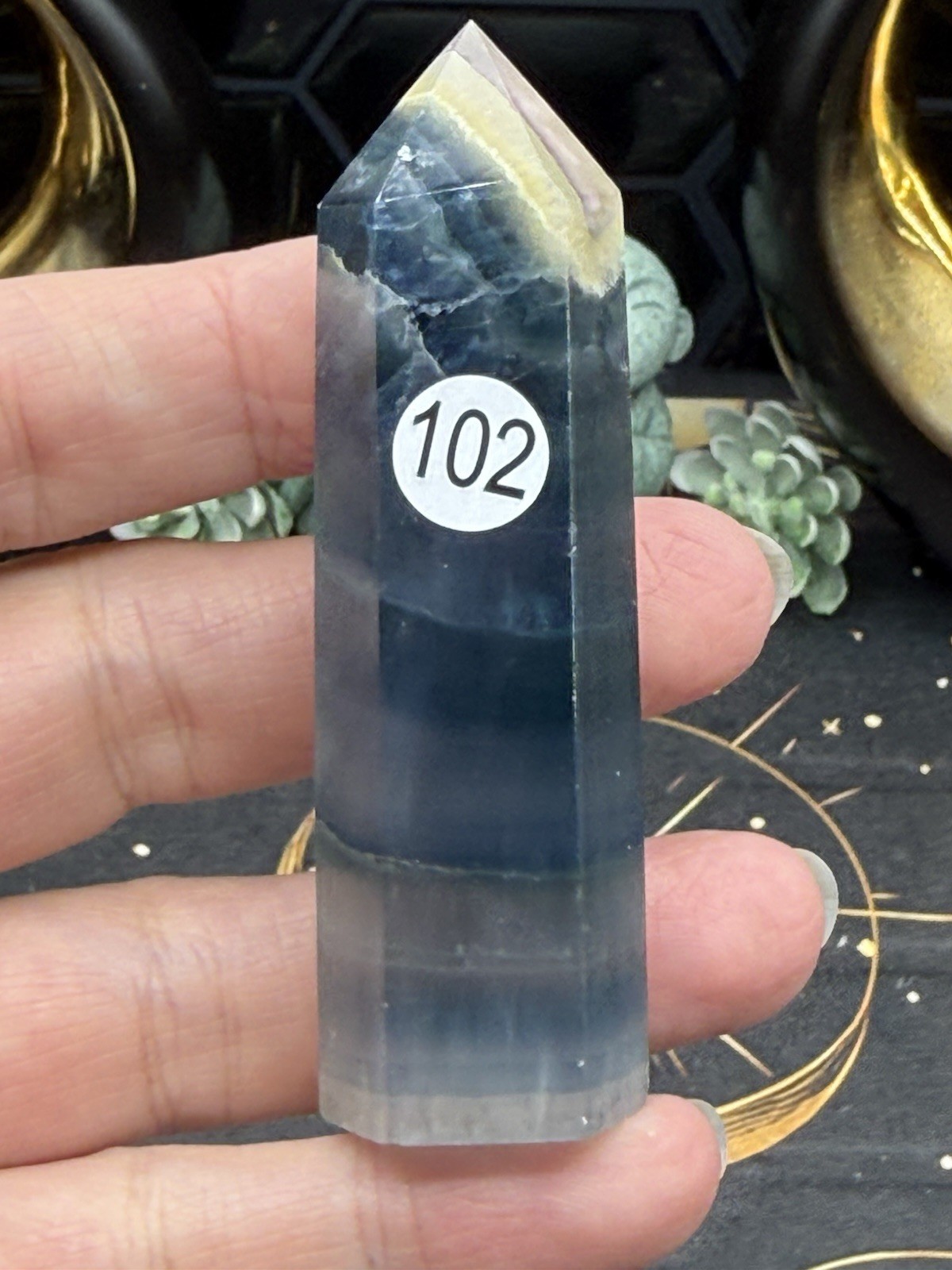Natural Blue Flouorite Points Clear Banding Free shipping