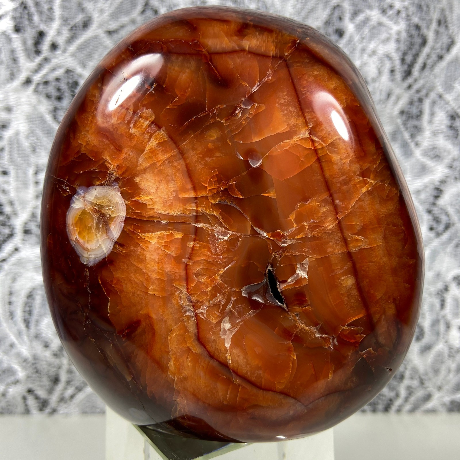 4.1″2.35lb Big Red Agate CARNELIAN Stone Standup Crystal Reiki Madagascar Y909