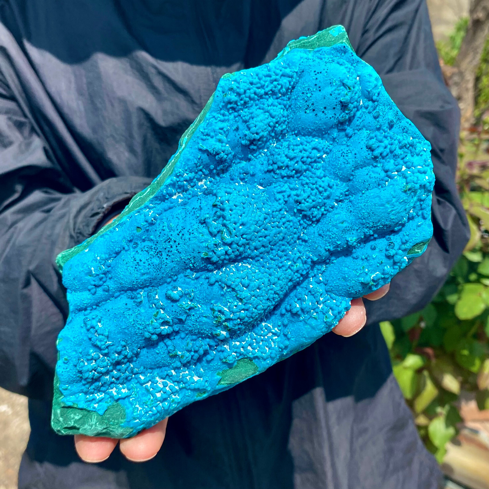 2.38LB Rare Gypsum on Blue Cyanotrichite with Malachite on Matrix from China