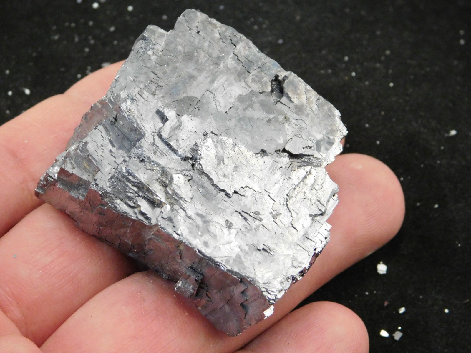 Larger! Super Heavy! Stepped GALENA Crystal CUBE 100% Natural Missouri 205gr