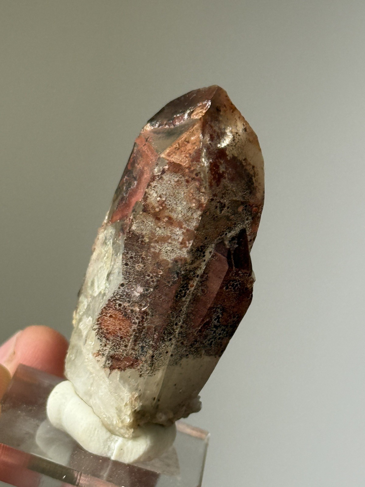 Quartz Crystal w/ Phantom & Hematite Red Feather, CO 5cm – 34.2g – ID20